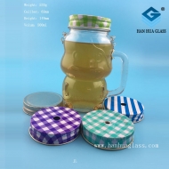 Manufacturer's direct sales of 500ml Mason glass cups with juice handle