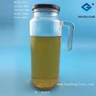 Wholesale of 1000ml glass bottles with handles for juice drinks