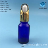 15ml Flower Basket Cover Blue Glass Rubber Head Dripper Essential Oil Bottle