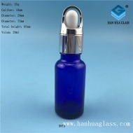 Hot selling 20ml flower basket cover blue glass essential oil bottle wholesale
