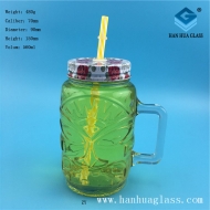 550ml glass Mason juice drink cup with handle